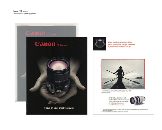 Velum envelope and brochure cover for Cannon lenses. : Direct Mail : Eva Okada