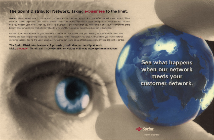 The eye is used as a focal point throughout this highly successful  B to B print campaign. : Telecom & Digital Media : Eva Okada