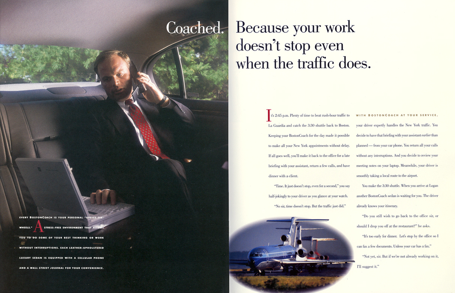 B to B, ahead of its time: BostonCoach made working in transit a comfortable experience. : Travel & Leisure : Eva Okada