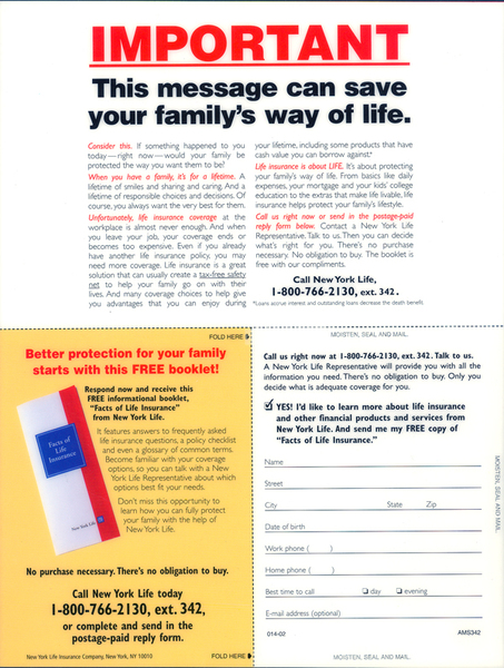 FSI: copy addresses the emotional issues of life insurance head on, while backing the benefits with solid information. : Insurance : Eva Okada