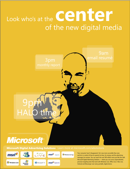 Microsoft needed to attract the attention of media buyers in this global print campaign that positions the consumer as being in charge.  : Telecom & Digital Media : Eva Okada